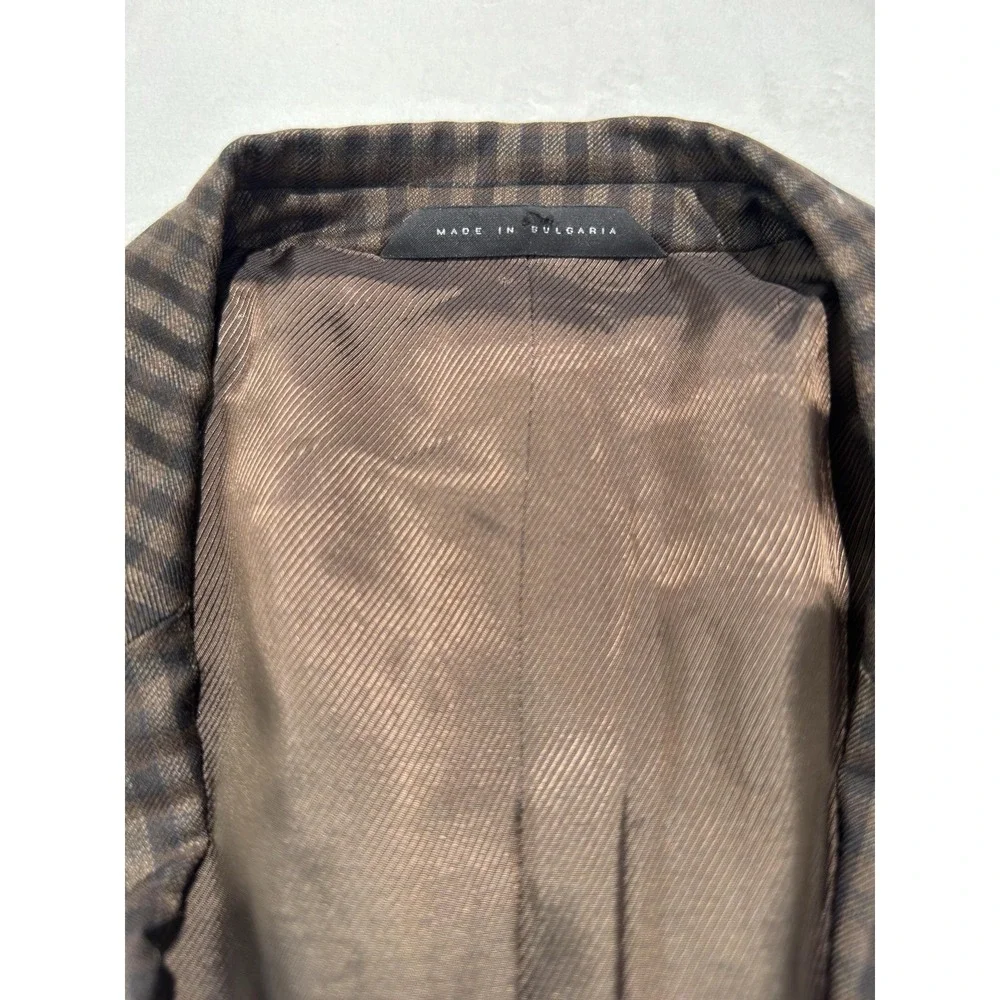Hugo Boss Sport Coat Mens 42L Brown Check Wool Tweed Elbow Patches Blazer